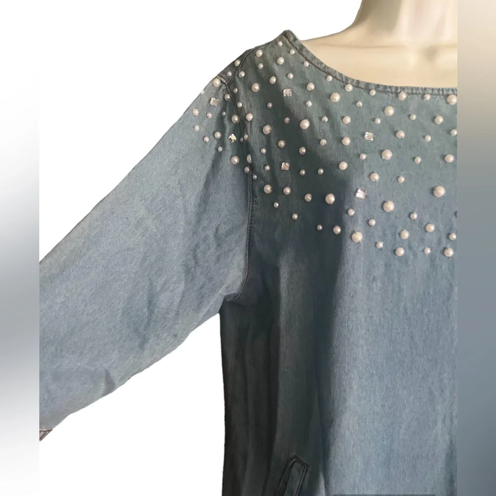 R1983 Denim Pullover Tunic Dress - Picture 3 of 6